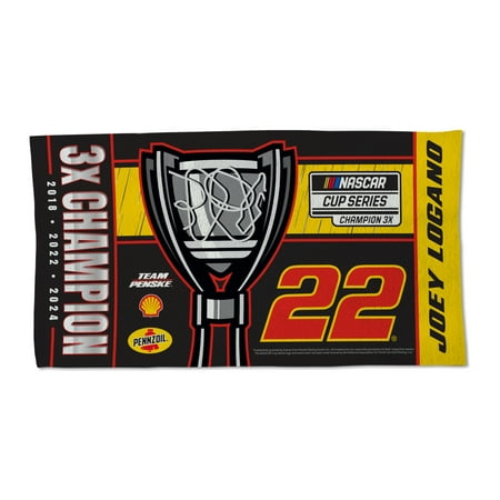 

WinCraft Joey Logano Three-Time NASCAR Cup Series Champion 22 x 42 On Track Celebration One-Sided Towel