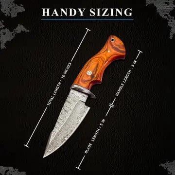 Damascus steel knife 10' , Camping, Fishing, Hunting, Multifunctional -FH Knives