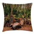 thumbnail image 1 of Rustic Home Decor Throw Pillow Cushion Cover, Rusty Tractor Mule Truck Deep in Forest with Tropical Palm Trees Image, Decorative Square Accent Pillow Case, 18 X 18 Inches, Brown Green, by Ambesonne, 1 of 2