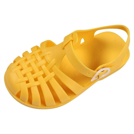 

Toddler Girls Jelly Sandals Soft Rubber Sole Closed Toe Beach Summer Shoes Toddler Shoes Baby Boys Girls Cute Candy Colors Hollow Out Non-slip Soft Sole Beach Roman Sandals Yellow 2-3 Years