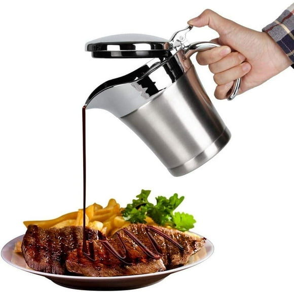 Stainless Steel Insulated Gravy Boat Thermal Vacuum Sauce Serving Jug Kitchen Pourer Pot Gravy Boats Tableware Tool