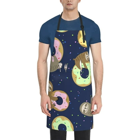

Naloa Sloth with Donuts Apron Kitchen Aprons with Pockets for Women Men Chef