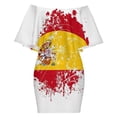 thumbnail image 6 of Spanish Flag Women's Off The Shoulder Ruffles Summer Wedding Guest Loose Casual Party Beach Dress, 6 of 9