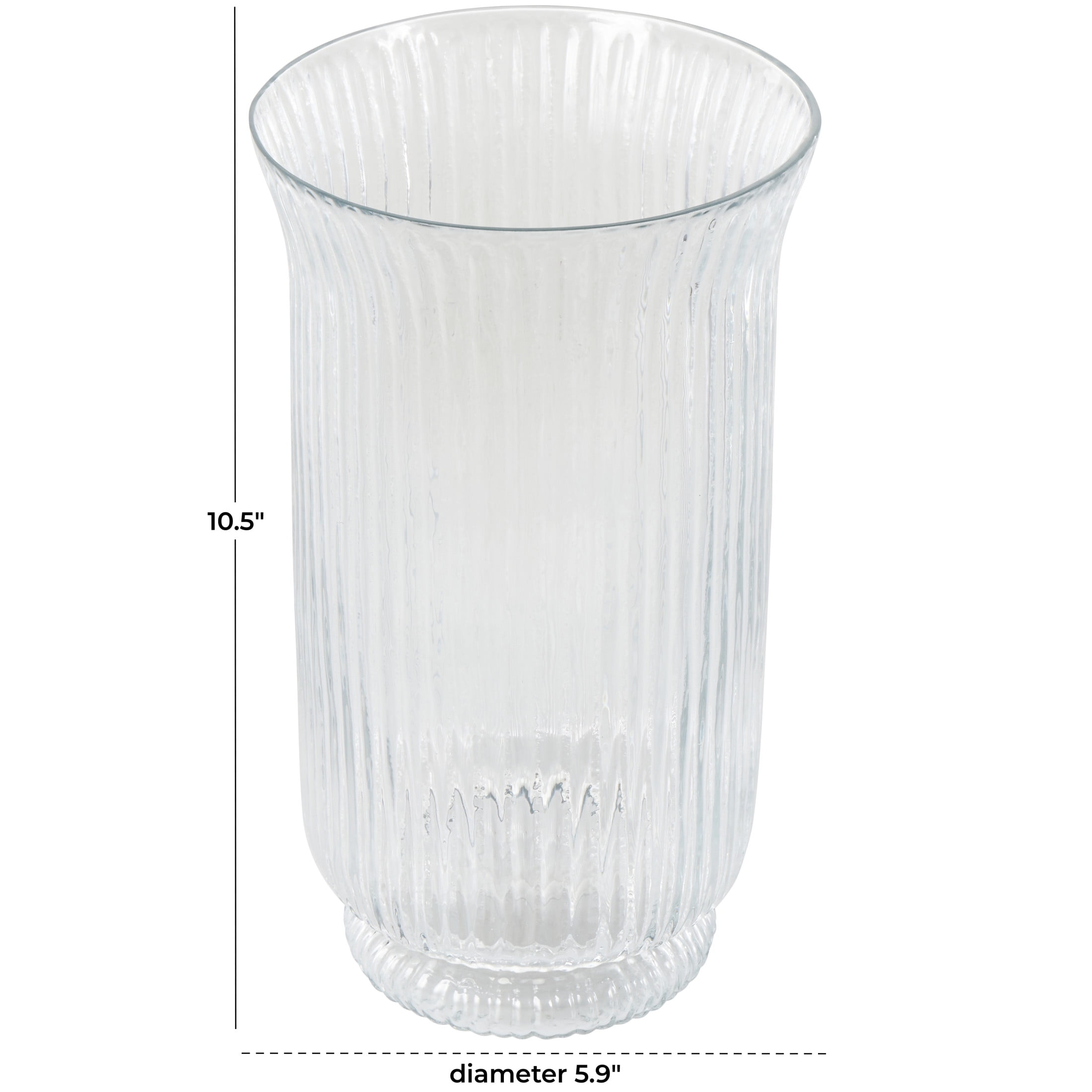 DecMode Glass Ribbed Fluted Candle Holder