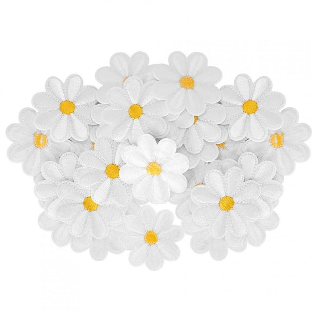 40 Uds. Pegatinas de tela bordadas, parches de hierro con diseño de margaritas, accesorios de ropa para mochila DIY