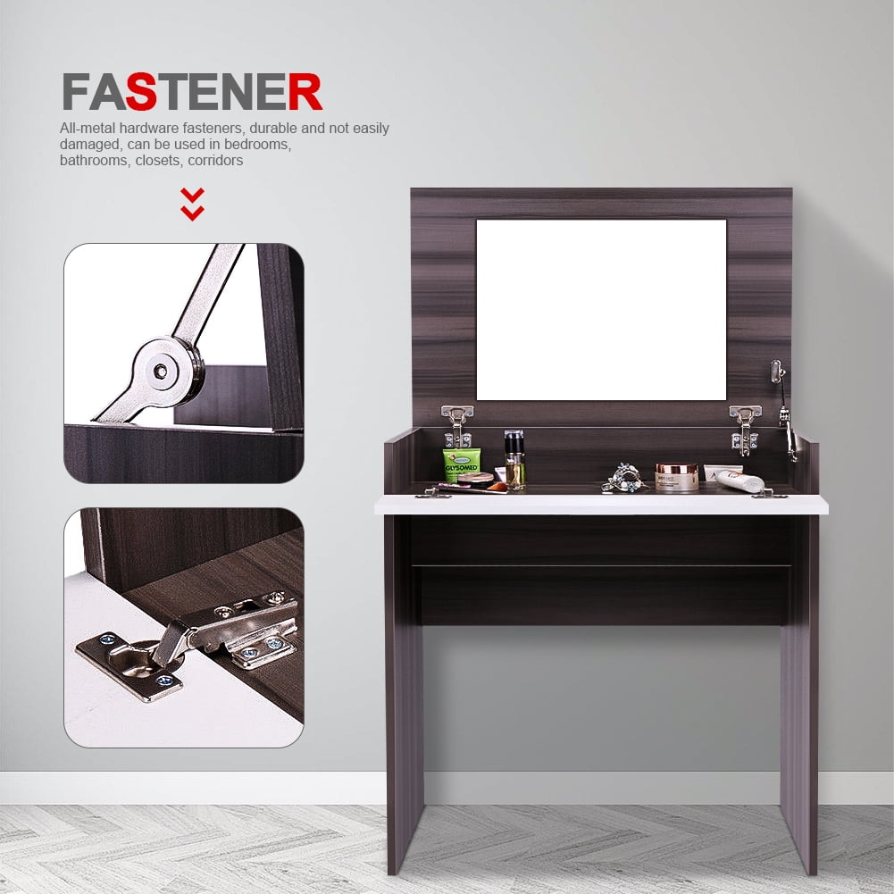 Lowestbest Makeup Vanity Set, Dressing Table with Flip up Mirror and Hidden Storage Box, Ebony&White Lowestbest Makeup Vanity Set, Dressing Table with Flip up Mirror and Hidden Storage Box, Ebony&White