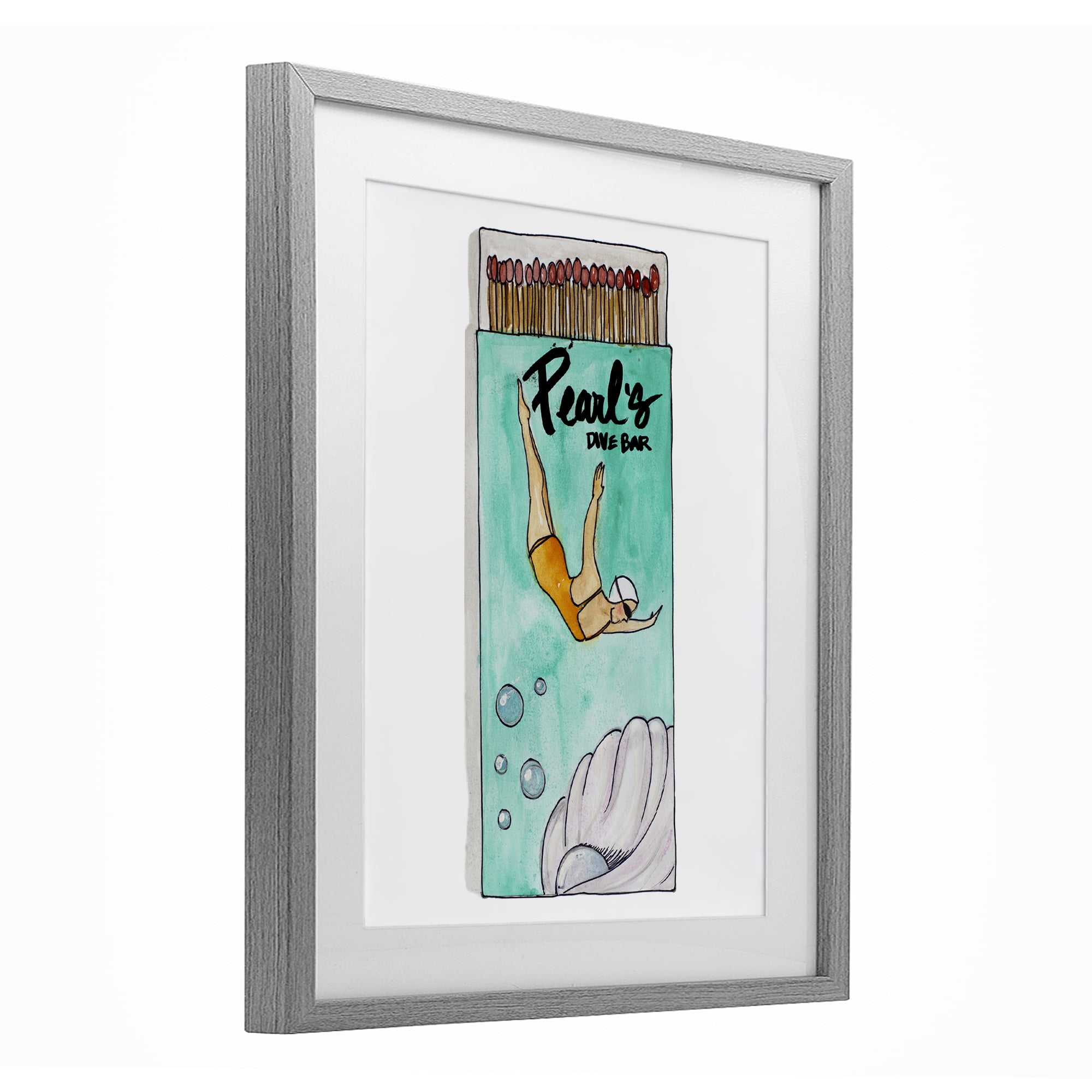 Stupell Industries Pearl Dive Matchbox Gray Framed Print Under Glass, design by Nola James