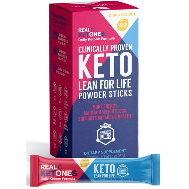 Real Ketones Keto Lean For Life Powder Sticks Lemon Twist 10 Pkts