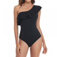 thumbnail image 1 of Women's One Piece Swimsuits One Shoulder Swimwear Asymmetric Ruffle Monokinis Bathing Suits, 1 of 5