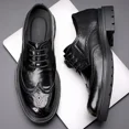thumbnail image 3 of Men's Leather Brogue Oxford Dress Shoes, British Style Platform Chunky Sole Lace-Up Business Formal Shoes, 3 of 6