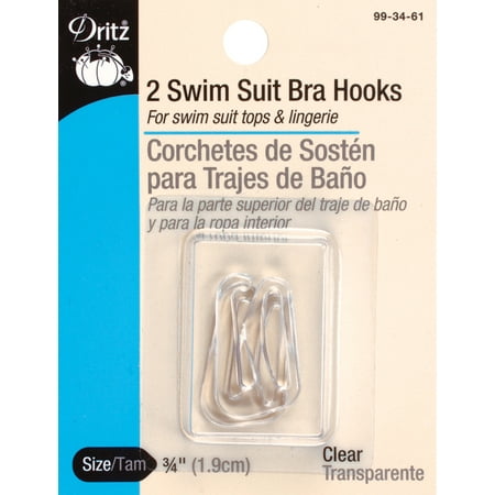 Swimsuit Bra Hook 3/4 Wide 2/Pkg-Clear