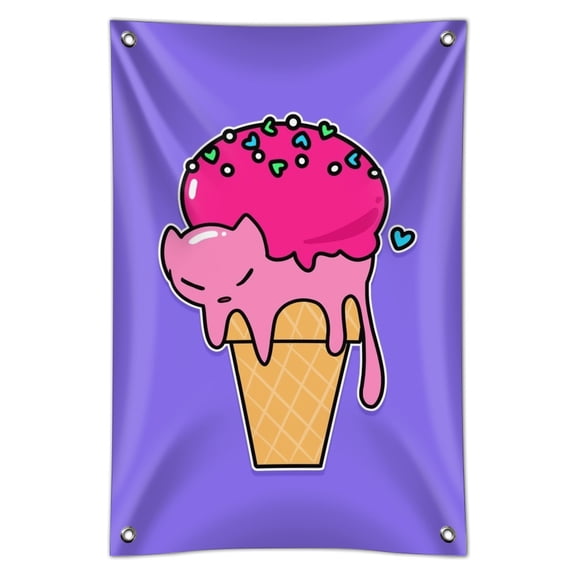 Cute Meowlting Melting Cat Ice Cream Cone Home Business Office Sign