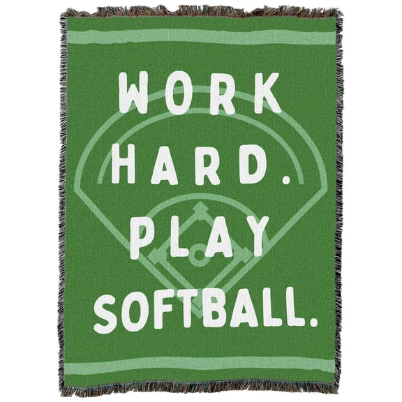 Pure Country Weavers Work Hard Play Softball Large Tapestry Throw Woven from Cotton - Made in The USA (72x54)