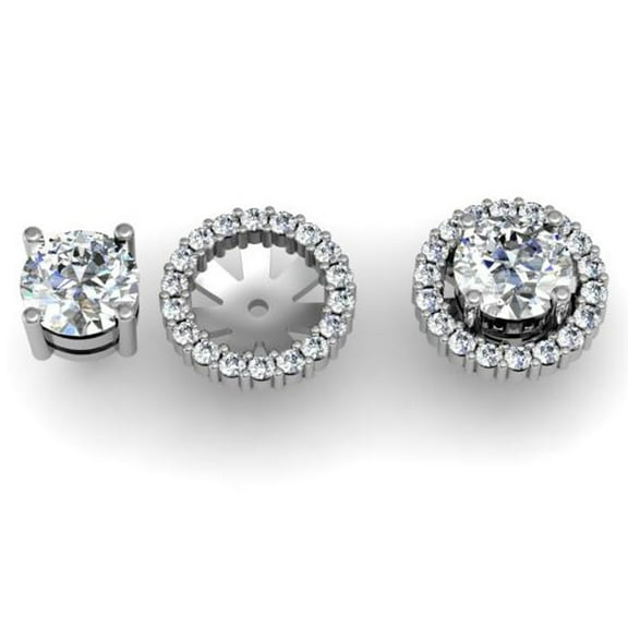 Dazzlingrock Collection 0.85 Carat (ctw) 14k Round White Diamond Cluster Style Removable Jackets for Stud Earrings, White Gold