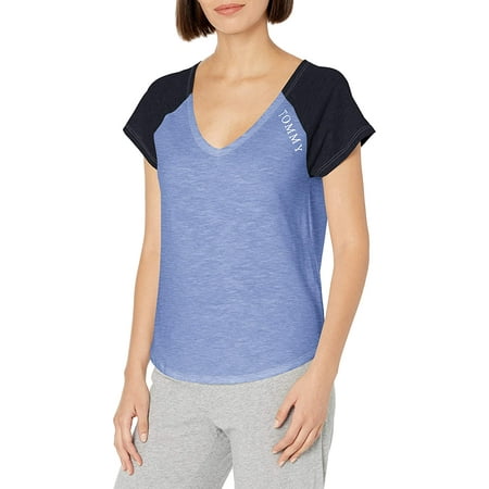 

Tommy Hilfiger Women’s Short Sleeve Cotton Tee Shirt with Hilfiger Logo Lounge Pajama Shirt (Warm Chambray) Warm Chambray Medium