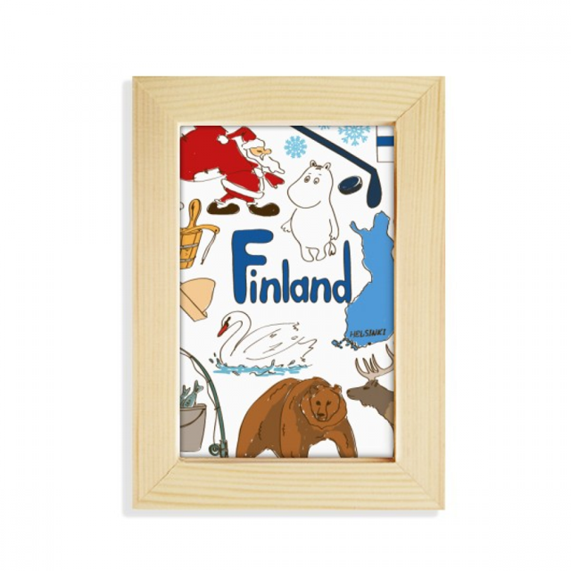 Marco de Foto Unbranded Finlandia Landscap Animales Bandera Nacional Madera 5x7 pulgadas