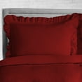 thumbnail image 2 of CCNY 600 TC 100% Egyptian Cotton Duvet Cover with 2 Matching Pillowcases Oversized Queen Size Trimmed Ruffle Pattern, Zipper Closure, Corner Ties (Burgundy), 2 of 7