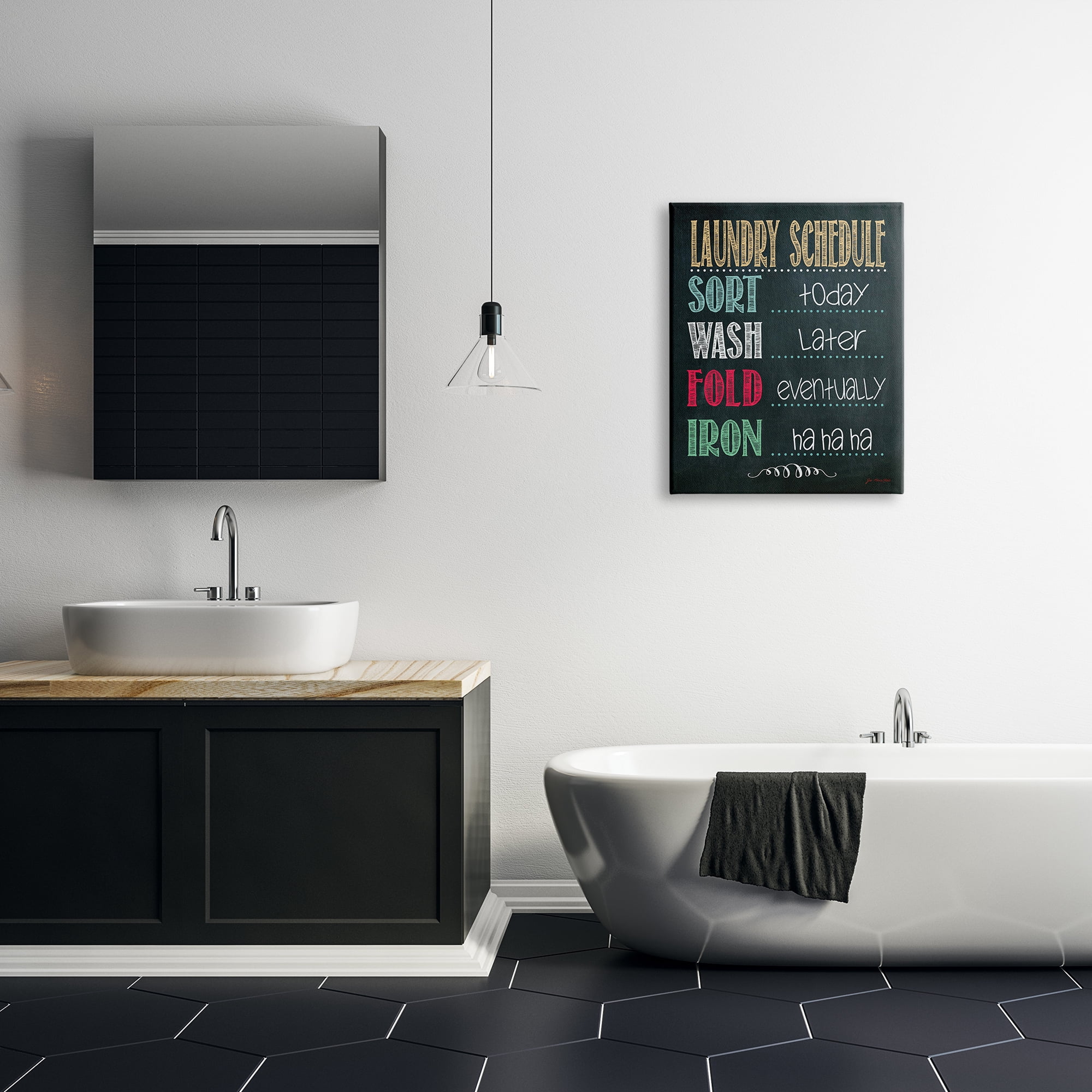 The Stupell Home Decor Collection Laundry Schedule Chalkboard Bathroom Oversized Stretched Canvas Wall Art, 24 x 1.5 x 30