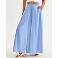 thumbnail image 6 of BTFBM Women Casual High Waist Wide Leg Pants Spring Summer Long Palazzo Pants Pocket Lounge Beach Vacation Clothes, 6 of 7