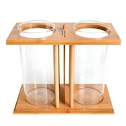 DENEST Betta Fish Tank Desktop Aquarium Bamboo Ecological Mini Fish Tank Home Ornament