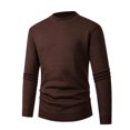 thumbnail image 2 of LpwkSSA Men's Casual Fashion Solid Color Sweater High Neck Slim Knit Base Layer Long Sleeve Crew Neck Top/Shirt Brown XXL, 2 of 5