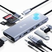 Docking Station for Dell/HP/Lenovo/Mac Laptop, USB C Laptop Docking Station Dual Monitor, 9 in 1 USB C Hub Multiport Adapter with HDMI/USB/PD/SD/TF