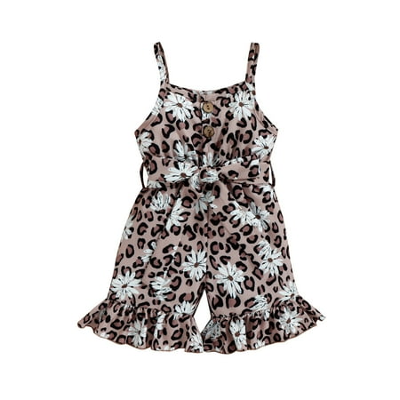 

Rovga Toddler Kids Girls Leopard Prints Sleeveless Strap Bowknot Jumpsuit Pants Outfits Set Girls Boys Romper&Jumpsuit