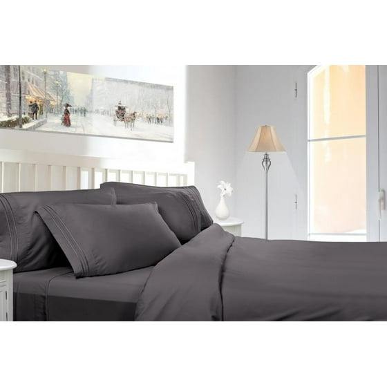 Clara Clark 1800 Series Deep Pocket 5pc Bed Sheet Set Split King Clara Clark 1800 Series Deep Pocket 5pc Bed Sheet Set Split King Size Charcoal Gray Com