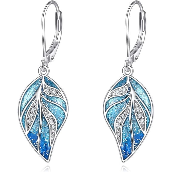 DOLIOX Bohemian Leaf Earrings for Women Sterling Silver Dangle Drop Earrings Boho Vaction Jewelry