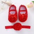 thumbnail image 3 of Baozhu Newborn Baby Shoes Baptism + Hair Band Baby Girl Flower First Walker Toddler Cute Baby Soft Prewalker 0-12 Months, 3 of 5