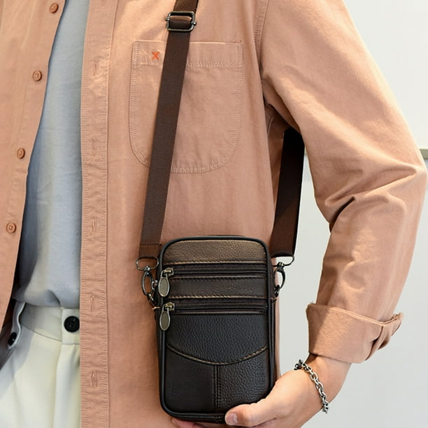 Bolsos Cruzados Bolsos Cruzados Bolso multifuncional para hombre con cinturon cruzado de piel de vaca para el trabajo cafe Walmart en linea