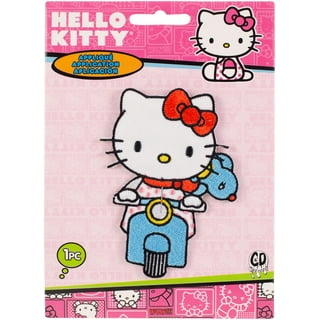 Hello Kitty Hug, Officially Licensed, Iron-On / Sew-On, Embroidered Patch - 3 inch x 3.5 inch, White