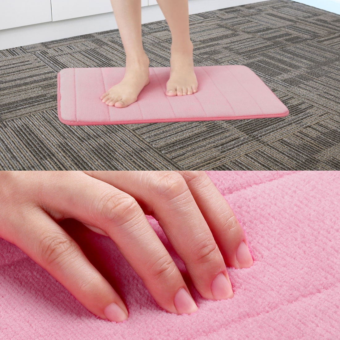 Unique Bargains 2-Piece Memory Foam Non-slip Floor Rug 24" x 16" Pink