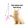 thumbnail image 2 of 1pc Pink & White Pom Pom Feather Teaser Wand For Cat Interactive Play, 2 of 5