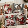 thumbnail image 4 of Cinvoph 18"x18" Christmas Throw Pillow Covers Set of 4, Decorative Throw Cushion Case for Sofa, Couch, Living Room Decor, 4 of 9