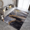 thumbnail image 2 of Black Gold Marble Area Rugs, Gold Plated Line Oil Painting Graffiti Non-Slip Washable 3D Carpet, Porch Mat Short Velvet Easy Care Apply to Entryway Hallway Bedroom Living Room 4x5ft, 2 of 6