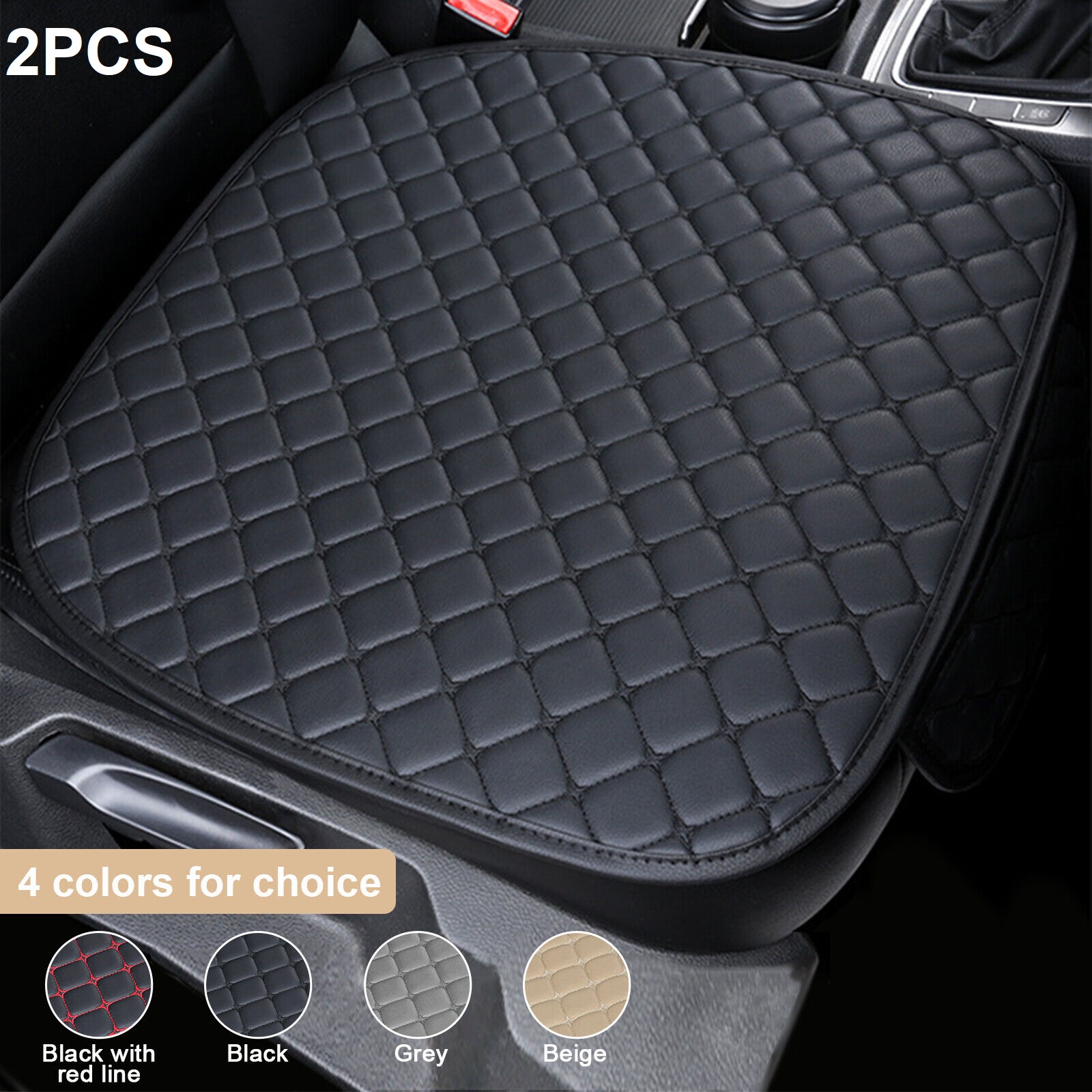 2PCS Universal Car Seat Mat PU Leather Front Seat Cover Cushion Protector Half Surround Cushion