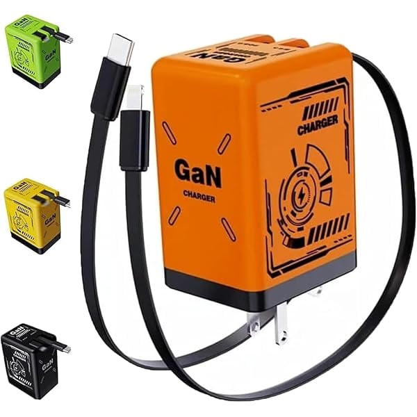 wonima44 2-in-1 GaN 120w Fast Charger, Retractable Scalable Super Fast Charger Module, Retractable Fast Charging Cable with 3-in-1 Cables, Compatible Fast for iPhone, Android, Fast Chargers (Orange)