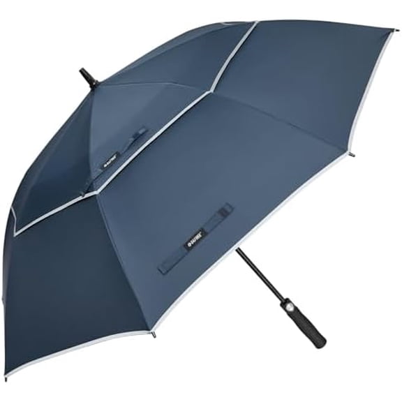 47/54/62/68 Inch Automatic Open Golf Umbrella Oversize Extra Large Double Canopy Vented Windproof Waterproof Stick Umbrellas 68 inch,Navy Blue/Reflective Stripe
