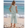 thumbnail image 4 of Women'S Summer 2 Piece Outfits Striped Sleeveless Top and Cropped Wide Leg Pants Sets Pockets Green XL, 4 of 8