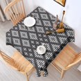thumbnail image 2 of Boho Black and White Diamond Ethnic Pattern Square Tablecloth,Waterproof Square Table Cover,Wipeable Spillproof Washable Table Cover for Home Kitchen Party Decor 42"X42"(107x107cm), 2 of 6