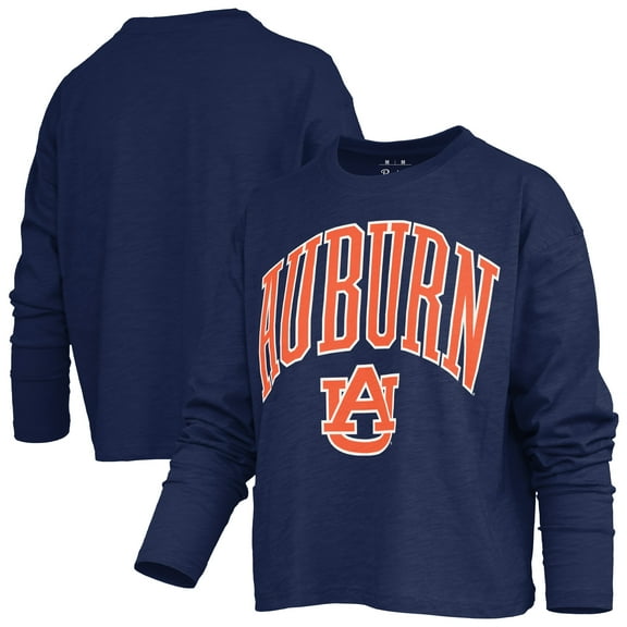 Women's Pressbox Navy Auburn Tigers Motley Boxy Waist-Length Long Sleeve T-Shirt