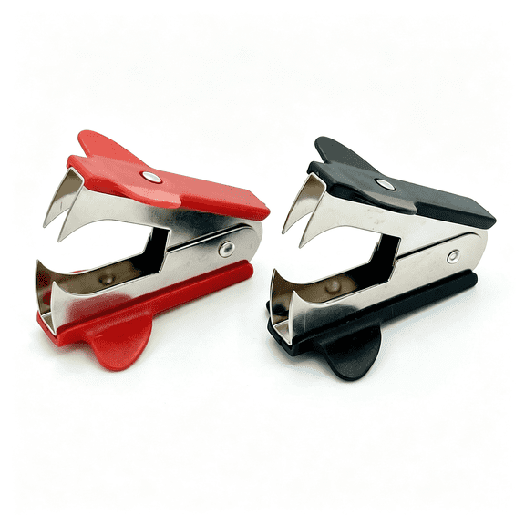 CCOCC Staple Remover Set, Metal, Comfortable Curved Grip, Mixed Red, Blue, and Black Colors, 2 Pack Metal Comfortable Curved Grip Staple Remover