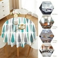 thumbnail image 4 of Modern Abstract Tablecloth, Retro Mid Century Green Geometric Drop Shapes Table Cloth for Home Restaurant Kitchen Picnic Party Decor, Round(60x60in), 4 of 6