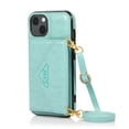 thumbnail image 5 of Dteck for iPhone 14 Plus Crossbody Wallet Case, PU Leather Phone Case with Card Holder Shoulder Strap Purse Cover for Women Men Compatible with iPhone 14 Plus,Mint, 5 of 5