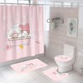 thumbnail image 4 of La cortina de ducha del cuarto de baño del gatito del rosa de encargo 3d de la impresión al por mayor de alta calidad fijó 4 pedazos, 4 of 4