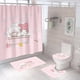thumbnail image 4 of La cortina de ducha del cuarto de baño del gatito del rosa de encargo 3d de la impresión al por mayor de alta calidad fijó 4 pedazos, 4 of 4