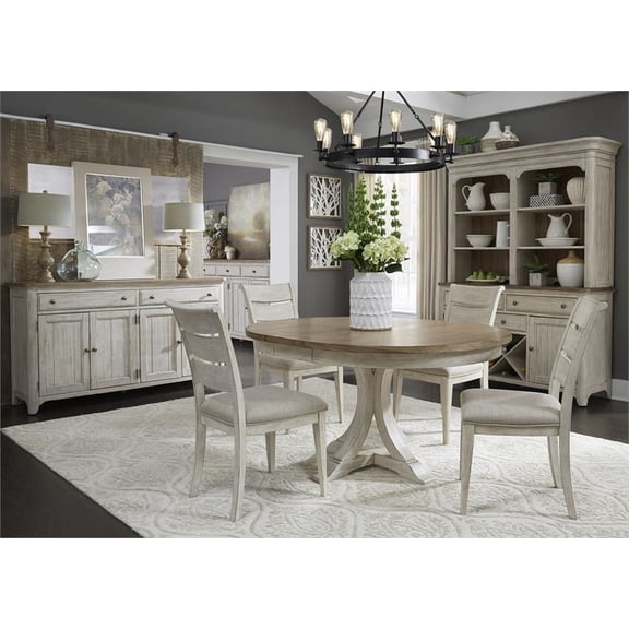 Liberty Furniture Farmhouse Reimagined Opt 5 Piece Pedestal Table Set - White