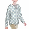 thumbnail image 2 of Xecao Daisy Plaid Blue Print Fishing Shirts for teenager Long Sleeve UV Sun Protection Hoodie with Zipper Outdoor Hiking Shirts-X-Large, 2 of 7
