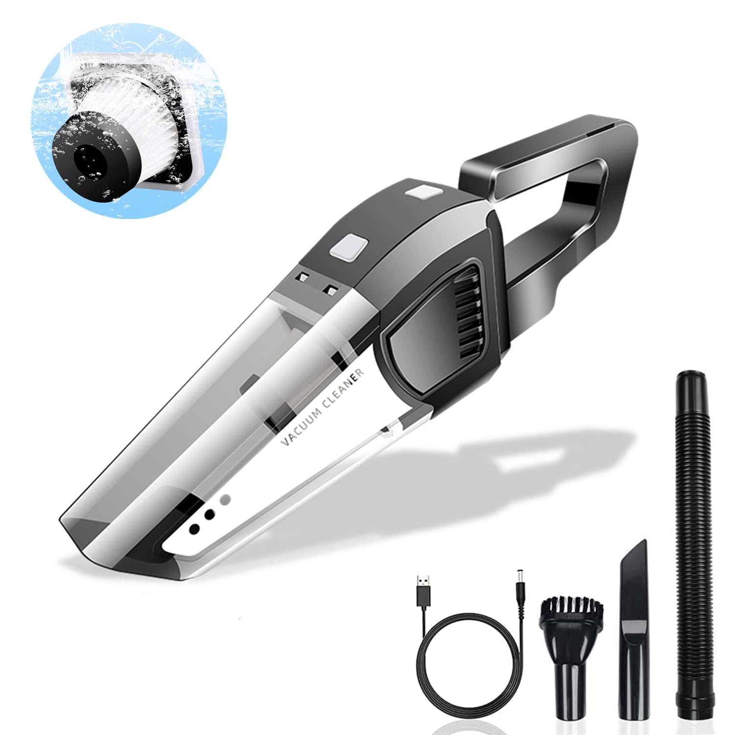 Doosl Handheld Vacuum Cleaner, 120W Cordless Dustbuster Portable Hand Vacuum for Car, Home, Wet or Dry Use, Black